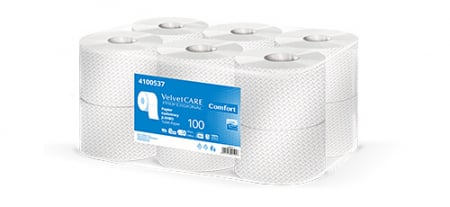 Consumabile Baie / Bucatarie - Hartie igienica alba, 2 straturi, 800 portii, 100m, 12 role/bax, VELVET Professional Comfort Jumbo