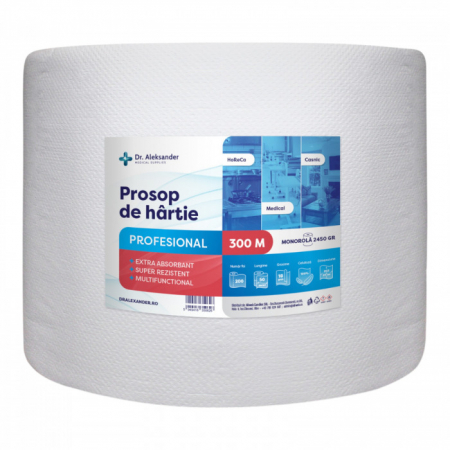 Prosoape de Hartie - Dr.Aleksander, Prosop de hartie profesional, 300m, rola prosop hartie pentru  HoReCa sau pentru acasa, super absorbant