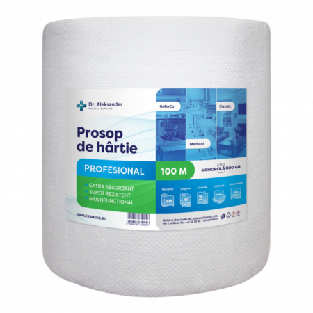 Dr.Aleksander, Prosop de hartie profesional, 100m, rola prosop hartie pentru  HoReCa sau pentru acasa, super absorbant [1]