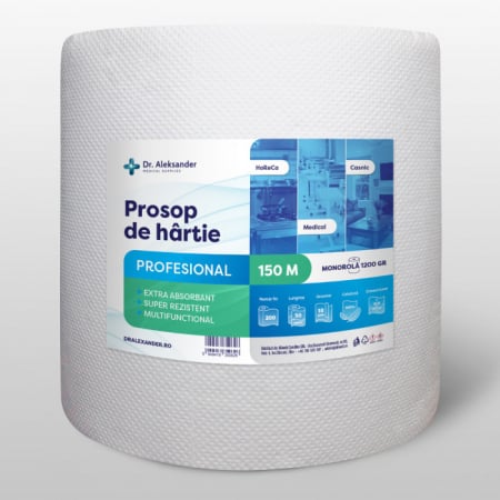 Promotii - Dr.Aleksander, Prosop de hartie profesional, 150m, rola prosop hartie pentru  HoReCa sau pentru acasa, super absorbant