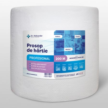 Prosoape de Hartie - Dr.Aleksander, Prosop de hartie profesional, 870foi, 200m rola prosop hartie pentru  HoReCa sau pentru acasa, super absorbant