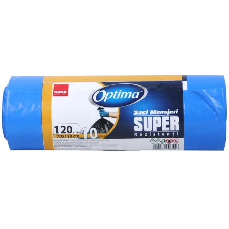 Saci Menajeri - Saci menaj 120L, 10buc/rola, SANO Optima - albastri