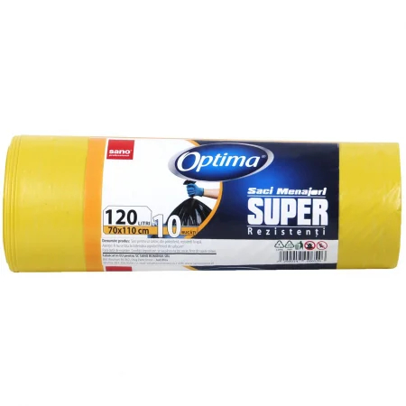 Saci Menajeri - Saci menaj 120L, 10buc/rola, SANO Optima - galbeni