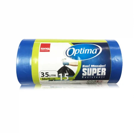 Saci Menajeri - Saci menaj 35L, 15buc/rola, SANO Optima - albastri