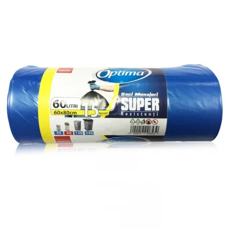 Saci Menajeri - Saci menaj 60L, 15buc/rola, SANO Optima - albastri
