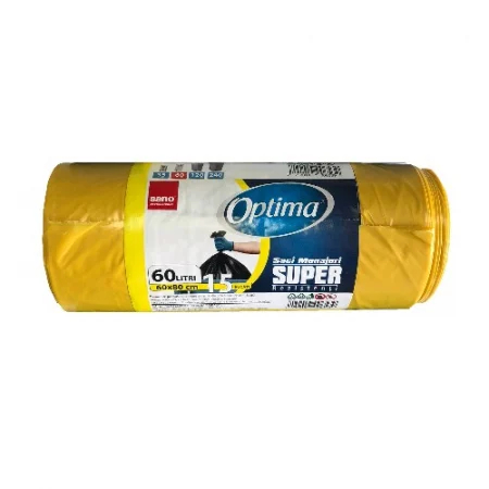 Saci Menajeri - Saci menaj 60L, 15buc/rola, SANO Optima - galbeni