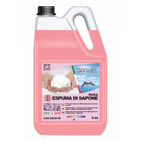Sapun Lichid 5 Litri - Espuma Sapone Rosa 5L – Spumă de Săpun Parfumată cu pH Neutru și Parfum de Trandafir
