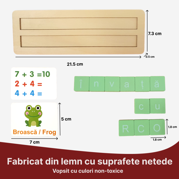 Joc Educativ Alfanumeric din Lemn în Limba Română cu 110 Piese, Litere, Cifre și Primele Operații Matematice, 3+ ani [14]
