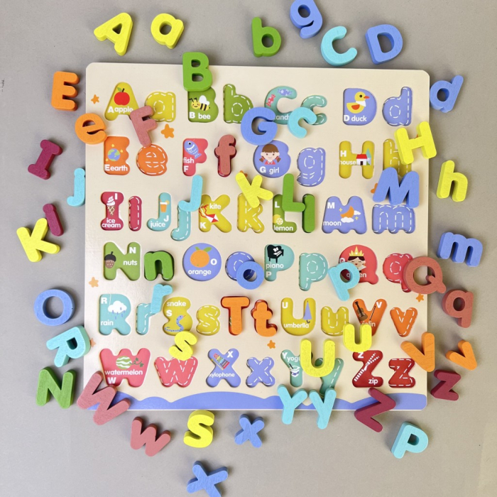 Puzzle Alfabet din Lemn cu Litere Mari și Mici 52 Piese [11]