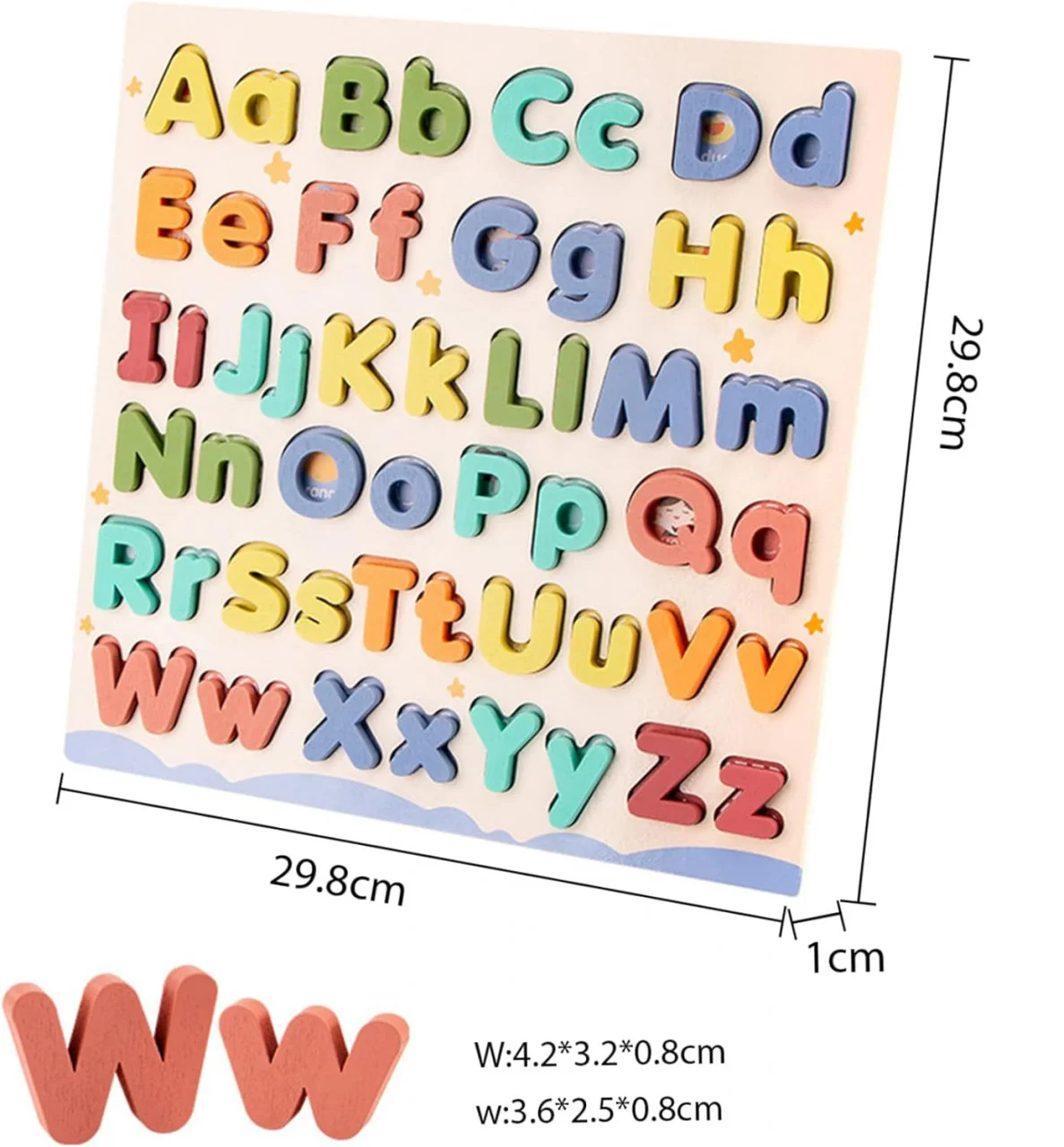 Puzzle Alfabet din Lemn cu Litere Mari și Mici 52 Piese [8]