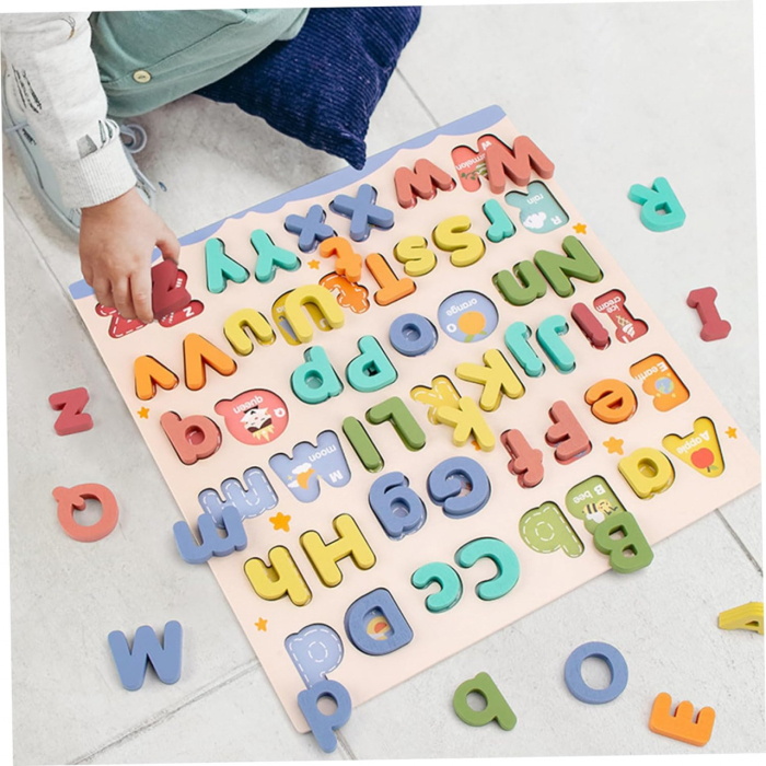 Puzzle Alfabet din Lemn cu Litere Mari și Mici 52 Piese [6]