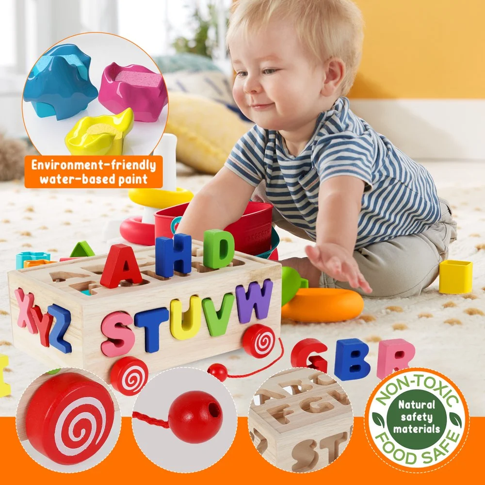 Camion Montessori din Lemn cu Sortator Litere ABC [6]