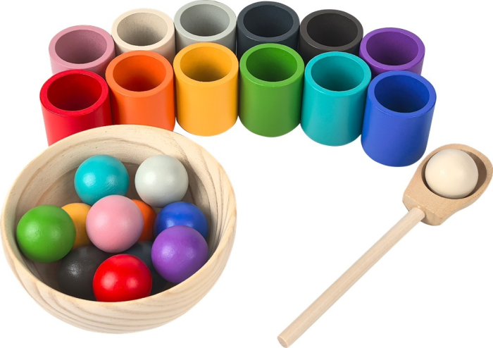 Joc Montessori Rainbow – Sortare Bile în Pahare Colorate [2]
