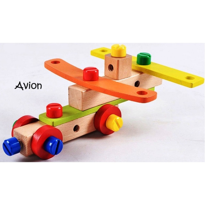 Banc de Lucru din Lemn cu Scăunel de Asamblat și Unelte, Set STEM 49 Piese, Joc Educativ de Construcție și Motricitate, 3+ ani [7]
