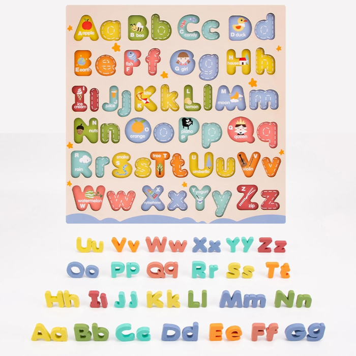 Puzzle Alfabet din Lemn cu Litere Mari și Mici 52 Piese [9]