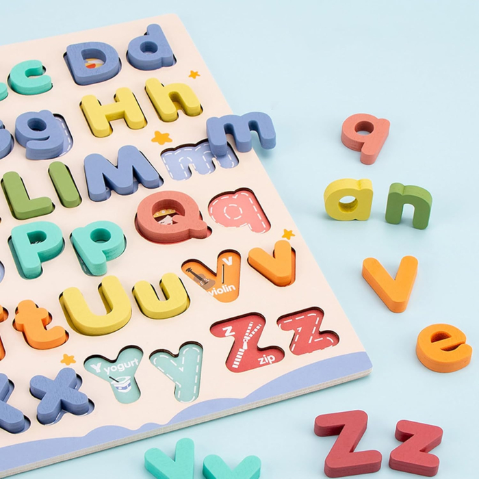 Puzzle Alfabet din Lemn cu Litere Mari și Mici 52 Piese [14]