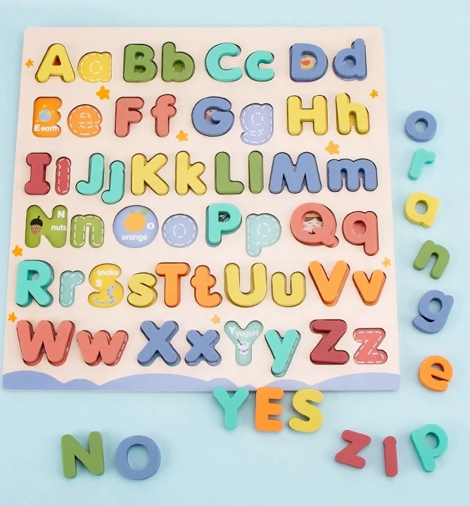 Puzzle Alfabet din Lemn cu Litere Mari și Mici 52 Piese [12]