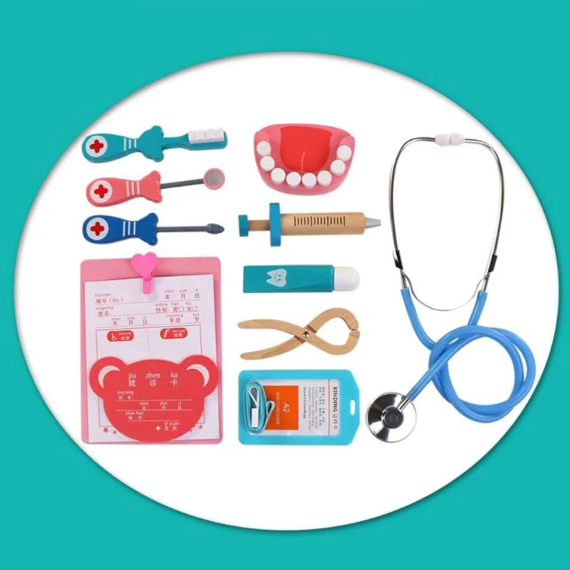 Trusă Doctor din Lemn pentru Copii cu Stetoscop și Accesorii Medicale [20]