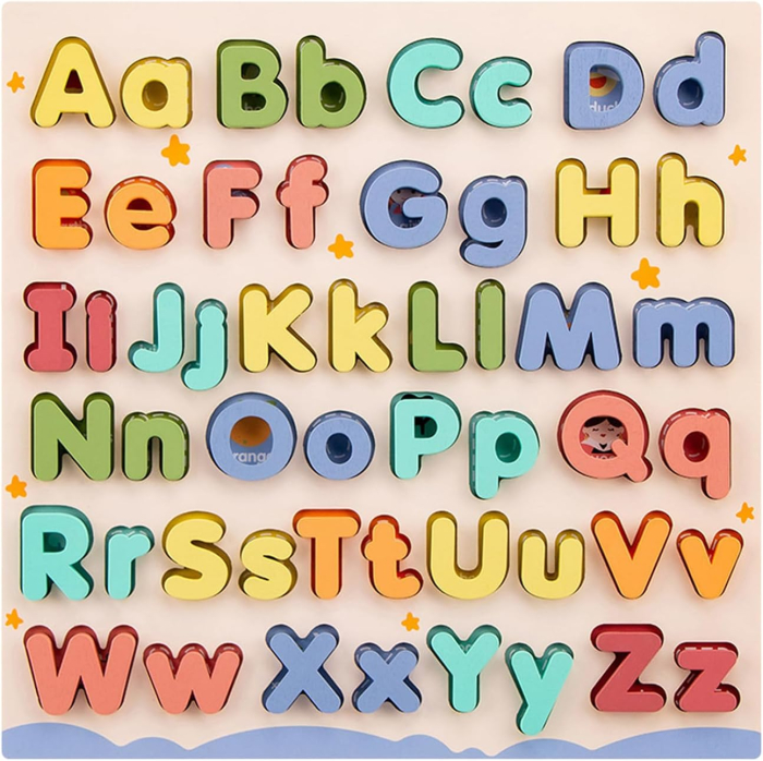 Puzzle Alfabet din Lemn cu Litere Mari și Mici 52 Piese [13]