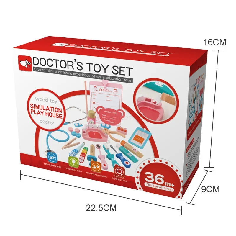 Trusă Doctor din Lemn pentru Copii cu Stetoscop și Accesorii Medicale [13]