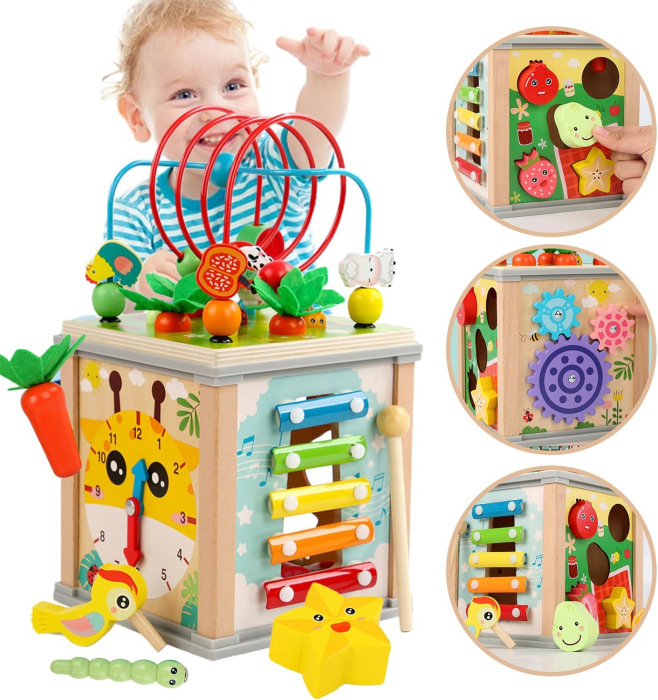 Cub Educativ Montessori 10 în 1 din Lemn cu Xilofon [2]