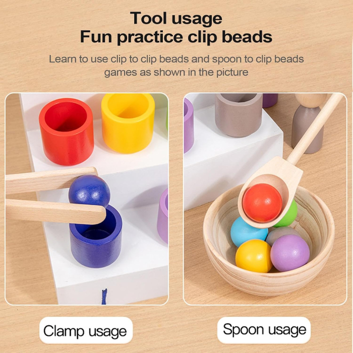 Joc Montessori din Lemn cu Peg Dolls – Sortare Culori 21 Piese [8]