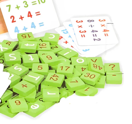 Joc Educativ Alfanumeric din Lemn în Limba Română cu 110 Piese, Litere, Cifre și Primele Operații Matematice, 3+ ani [4]
