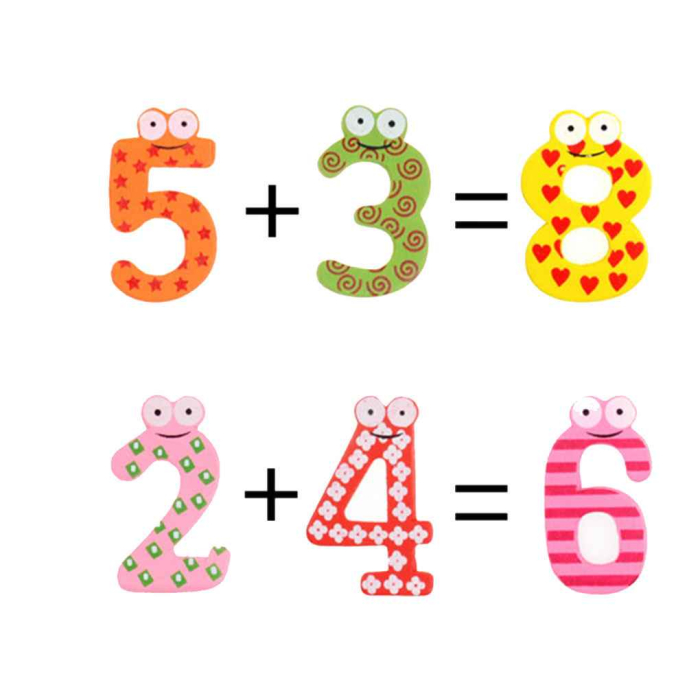 Set Cifre Magnetice din Lemn cu Semne Matematice, Numere 0–9 pentru Primele Exerciții de Calcul, 3+ ani [2]