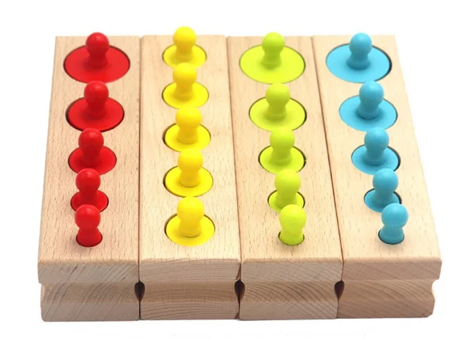 Cilindri Montessori din Lemn – 4 Seturi Colorate [2]
