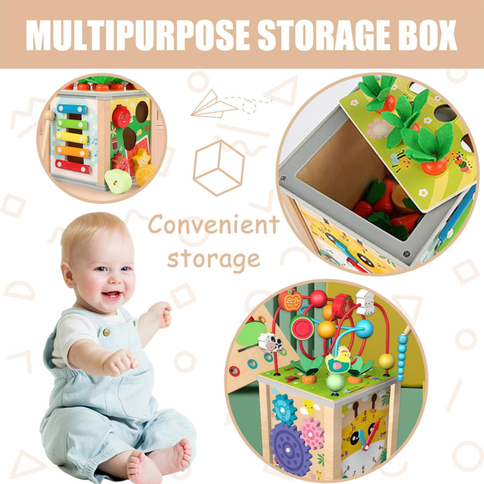 Cub Educativ Montessori 10 în 1 din Lemn cu Xilofon [6]