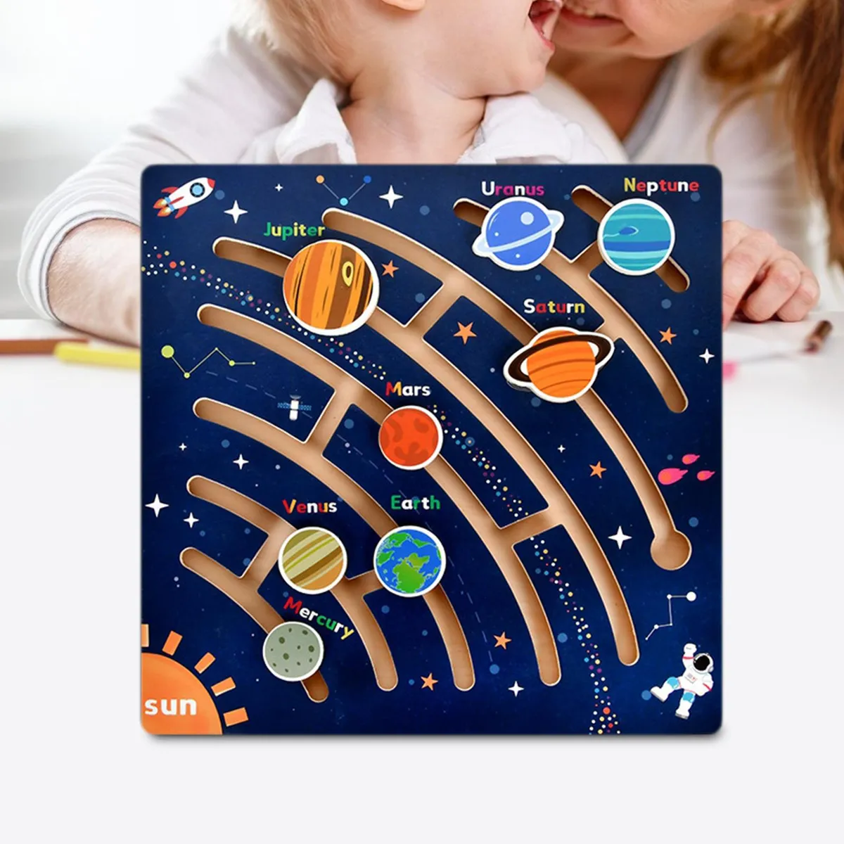 Puzzle Educativ din Lemn – Labirint Sistemul Solar [2]