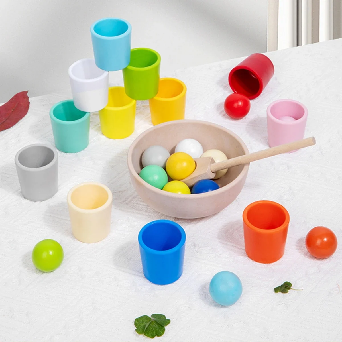 Joc Montessori Rainbow – Sortare Bile în Pahare Colorate [7]