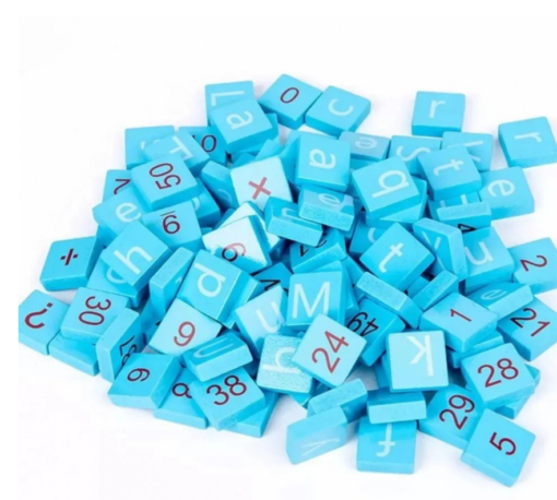 Joc Educativ Alfanumeric din Lemn în Limba Română cu 110 Piese, Litere, Cifre și Primele Operații Matematice, 3+ ani [3]