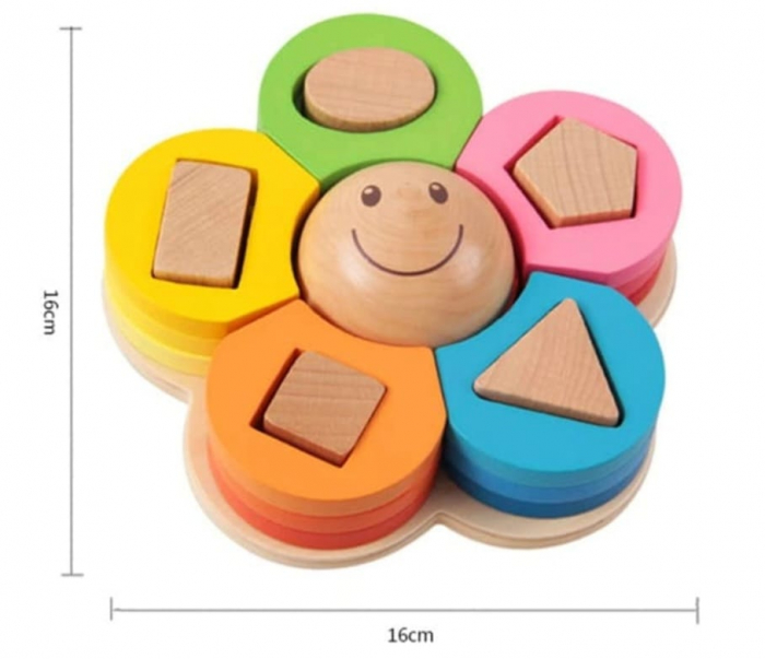Sortator de tip Montessori, forme geometrice din lemn, Floare/Omida [4]
