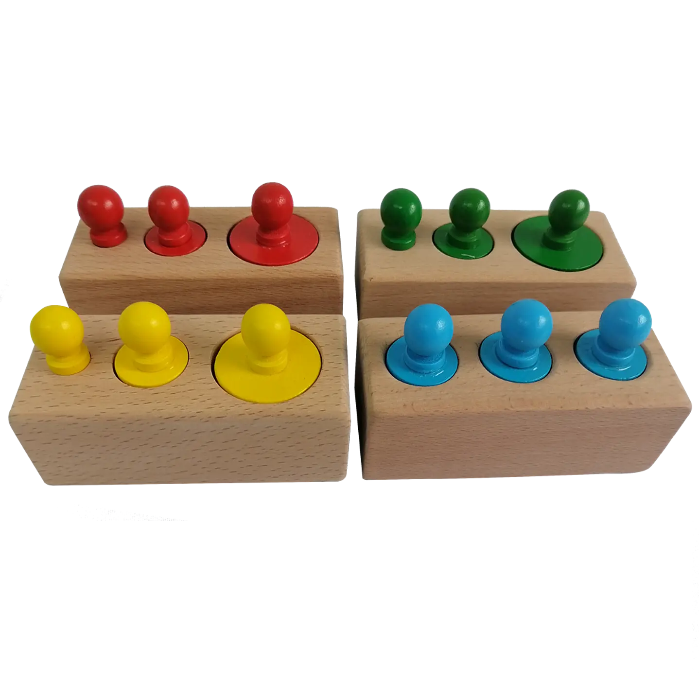 Set Montessori din Lemn cu Cilindri Colorați și 4 Suporturi [6]