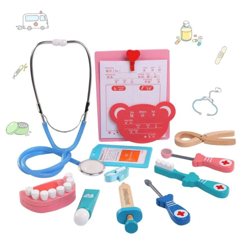 Trusă Doctor din Lemn pentru Copii cu Stetoscop și Accesorii Medicale [19]