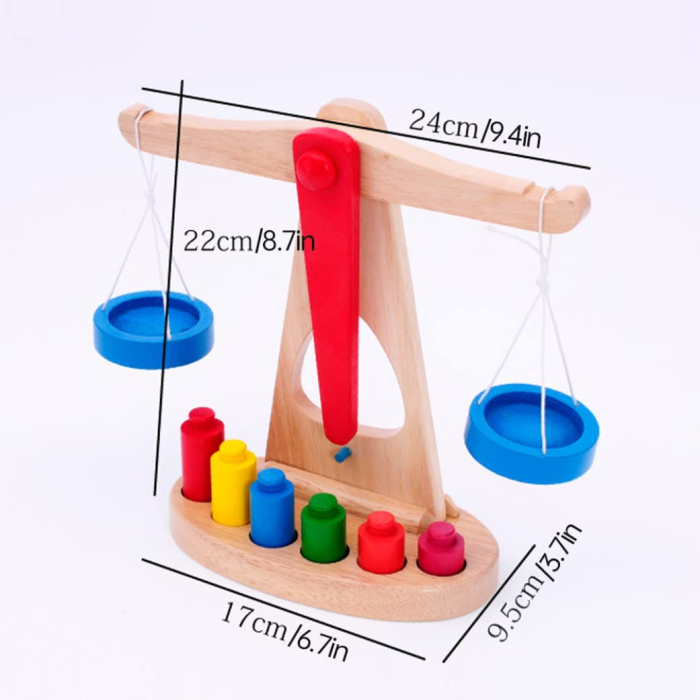 Balanță Montessori din Lemn cu Greutăți Colorate pentru Copii [10]