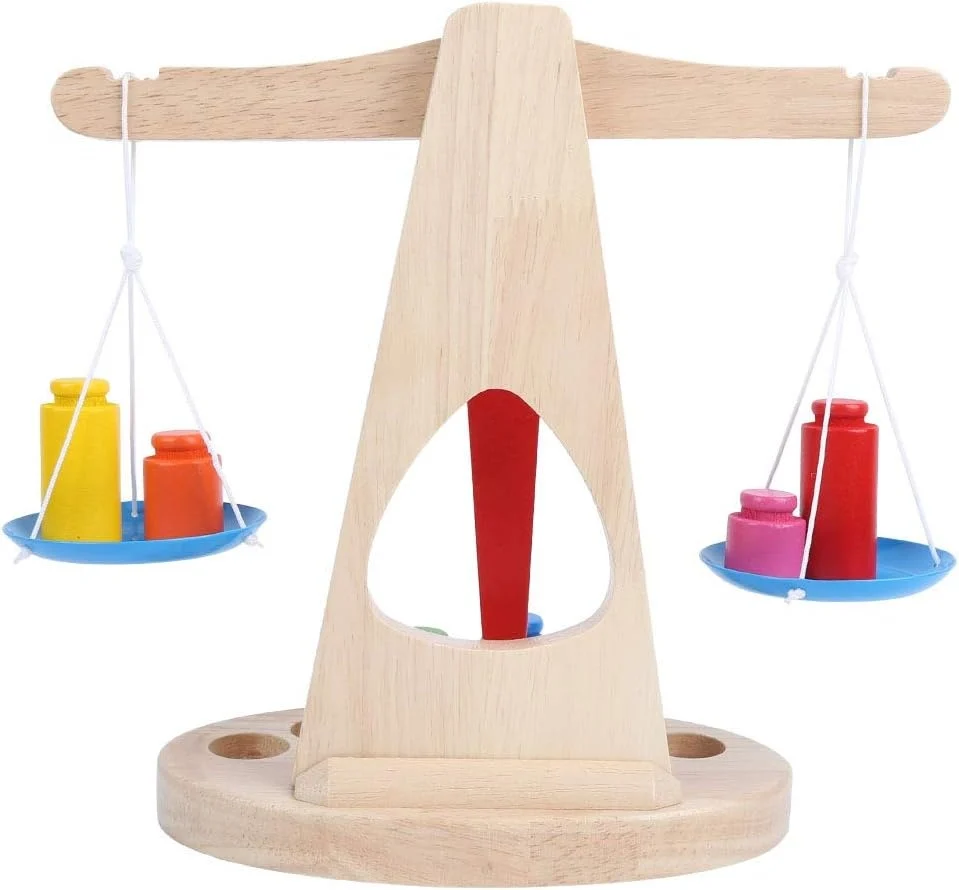 Balanță Montessori din Lemn cu Greutăți Colorate pentru Copii [16]