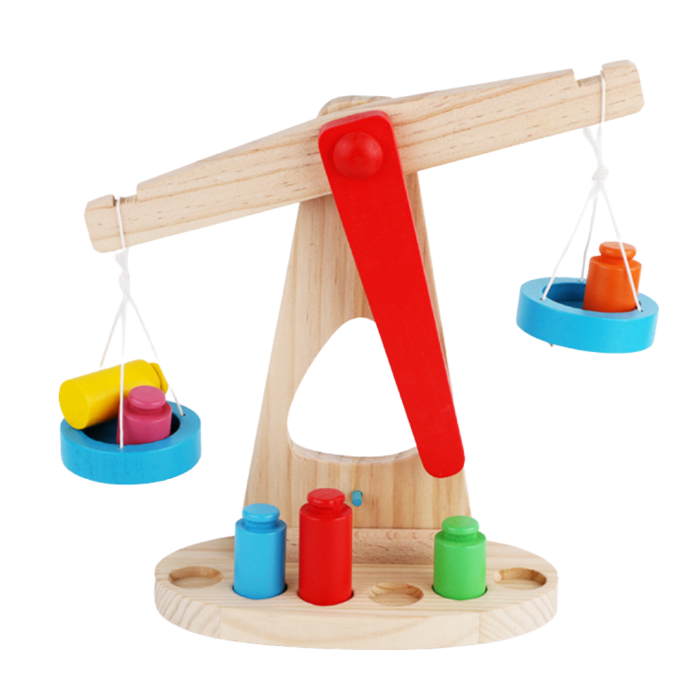 Balanță Montessori din Lemn cu Greutăți Colorate pentru Copii [2]