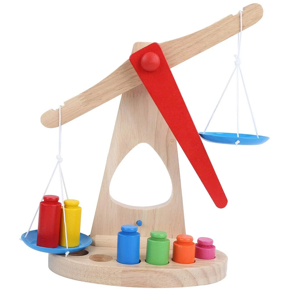 Balanță Montessori din Lemn cu Greutăți Colorate pentru Copii [11]