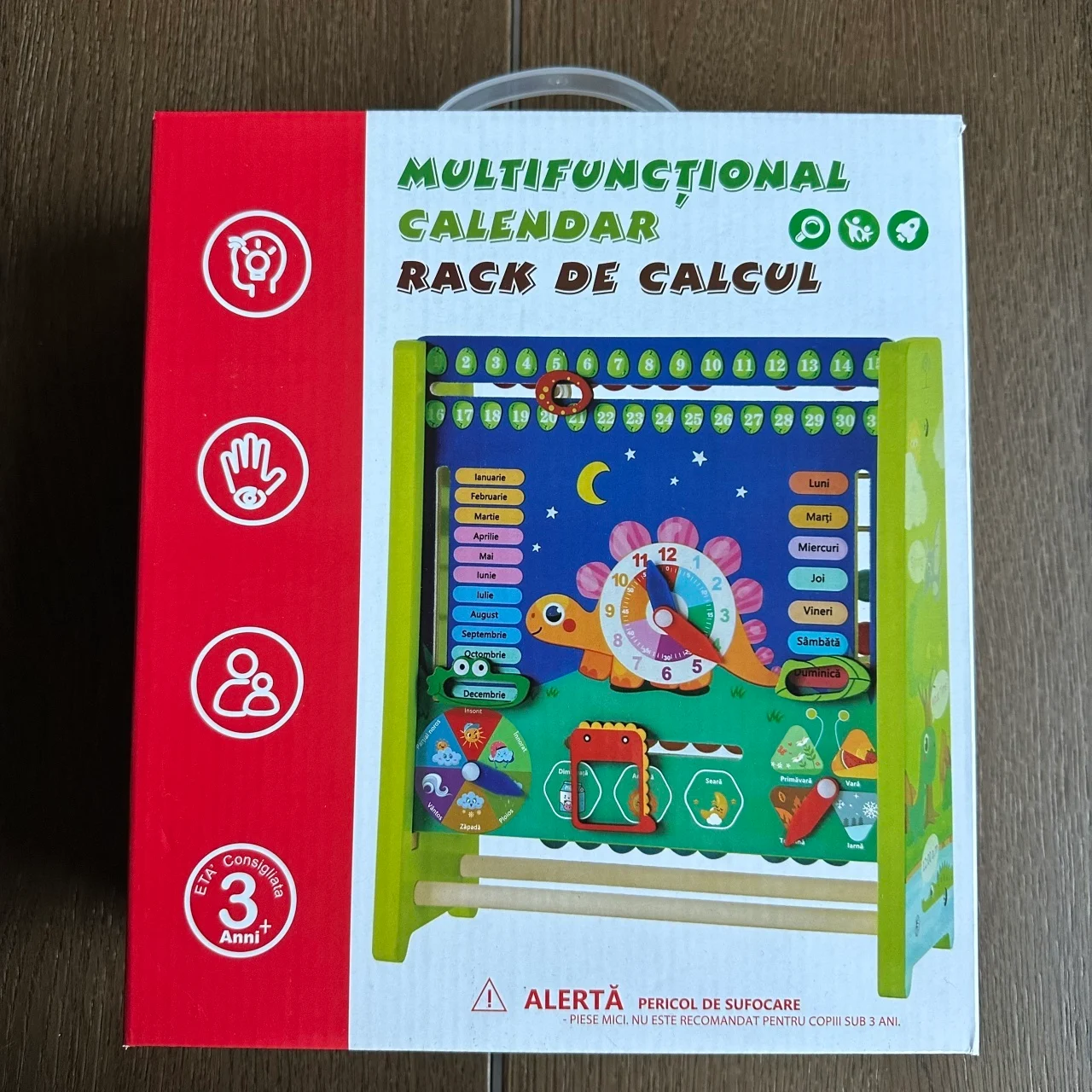 Calendar Educațional Montessori din Lemn cu Ceas și Anotimpuri în Limba Română [6]