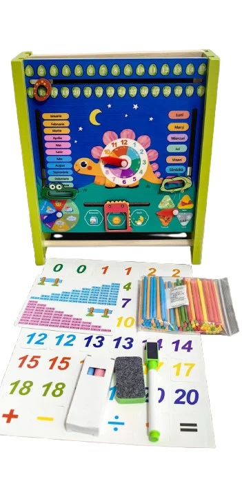 Calendar Educațional Montessori din Lemn cu Ceas și Anotimpuri în Limba Română [2]
