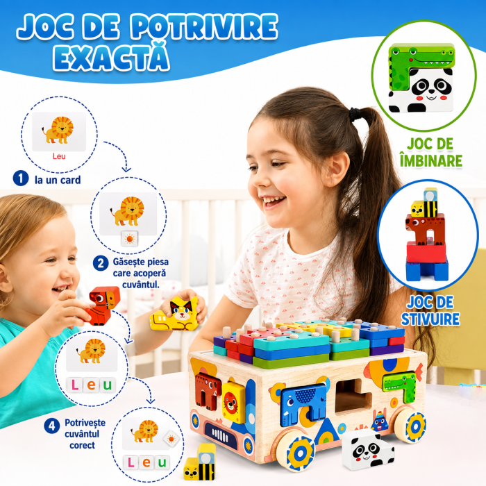 Camion din Lemn cu Sortator de Forme Geometrice și Animăluțe [8]