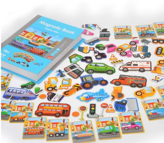 Carte Magnetică Traffic Puzzle cu Mașini și Vehicule pentru Copii [8]