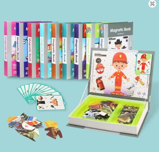 Carte Magnetică Puzzle Meserii Polițist cu 89 Accesorii pentru Copii [13]