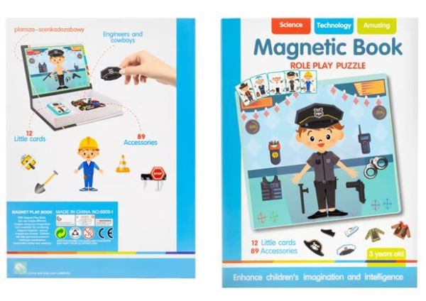 Carte Magnetică Puzzle Meserii Polițist cu 89 Accesorii pentru Copii [10]