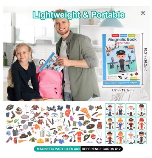 Carte Magnetică Puzzle Meserii Polițist cu 89 Accesorii pentru Copii [7]