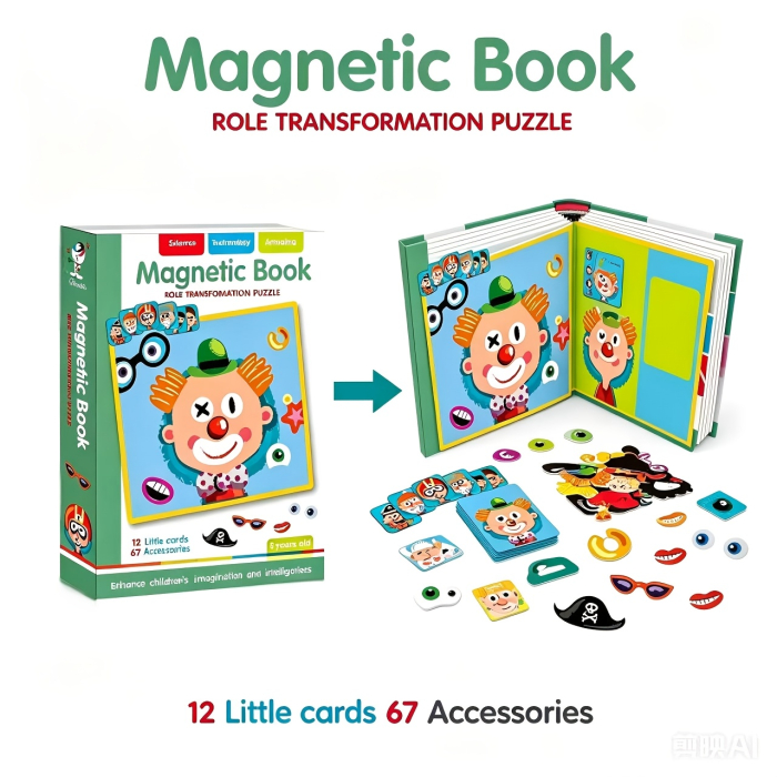 Carte Magnetică cu Puzzle Creativ Emoții și Expresii Faciale pentru Copii [7]