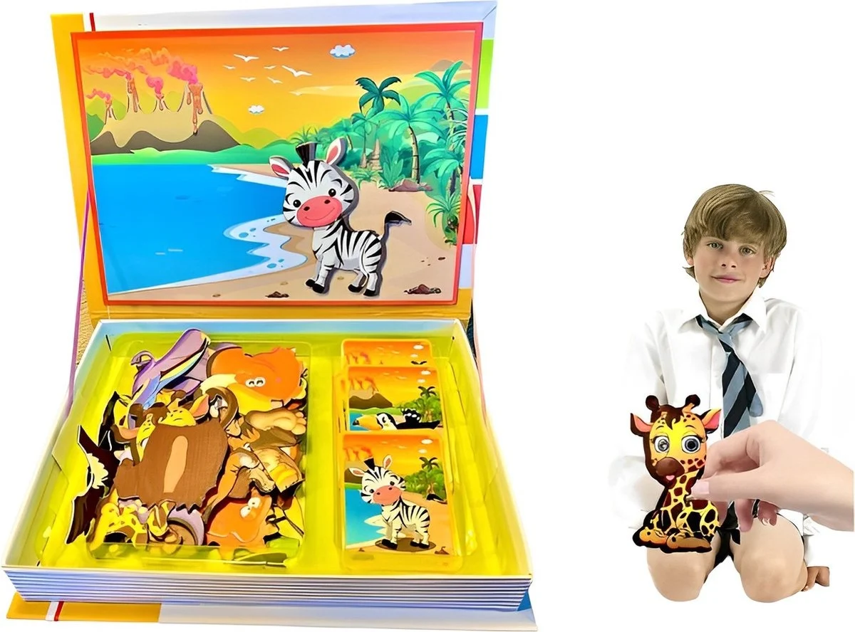 Carte Magnetică Animal Puzzle cu Animale pentru Copii [6]
