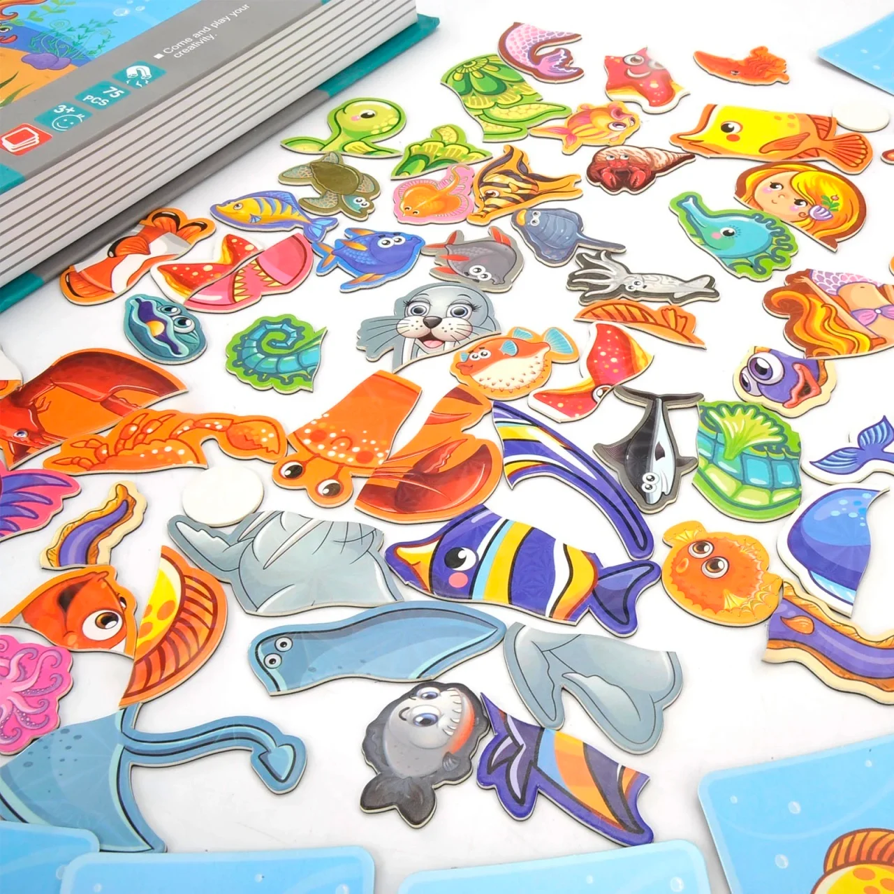Carte Magnetică Puzzle Lumea Oceanelor cu Animale Marine pentru Copii [7]